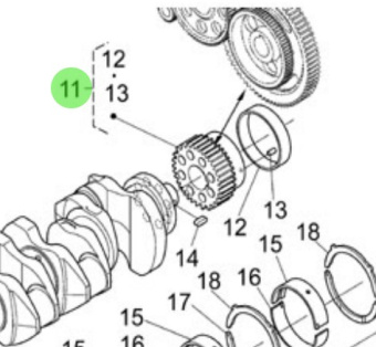 Nanni Diesel 970314931 - Crankshaft Gear Assembly for N4.85 and N4.100 Engines