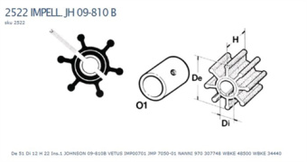 Technautic 7403 - Impeller W51xH22 Shaft 12 Bolt 6-Blade