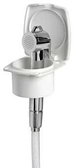 Osculati New Edge White Door Boat Shower with Niagara ABS Shower Head 88x95 mm with Stainless Steel Hose 2,5 meter - 15.160.30
