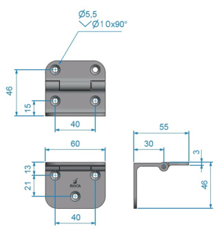 Roca 388000 - Rakego Hinge Grey Anodized