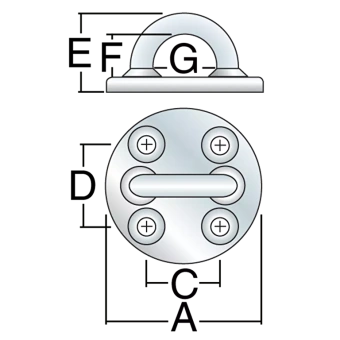 Harken 629 - 95mm Stainless Steel 17-4 PH Round Pad Eye