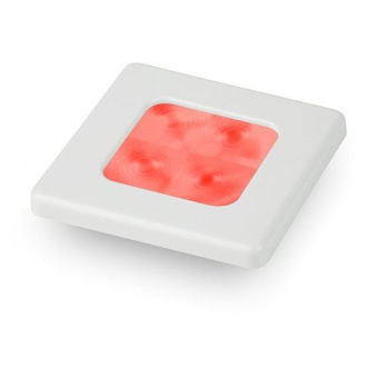 Hella Marine 2XT 980 588-251 - Slim Line Square Courtesy Lamps, Red Light, White Plastic Rim, 24V DC