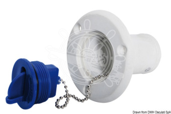 Osculati 20.669.05 - Nylon/Fiberglass WATER Plug Light Blue 38 mm