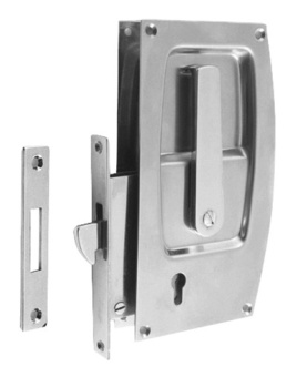 Osculati 38.132.07 - Recess-fit lock for sliding doors with tapping handle, with minimum thickness of 20 mm, with traditional keys