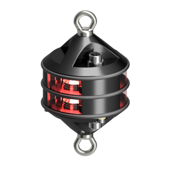 Lopolight 300-114G2ST-B-H2C-P - Navigation Light 3NM 360° Red, Double, Hoist, Black Anodized
