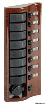 Osculati 14.844.09 - Control Panel 9 Flush Rocker Switches Mahogany