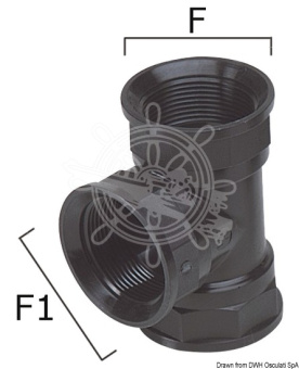Osculati High Strength Thermopolymer T-Joint Fitting – Female Thread 1/2" to 1", Drain Manifold Connector