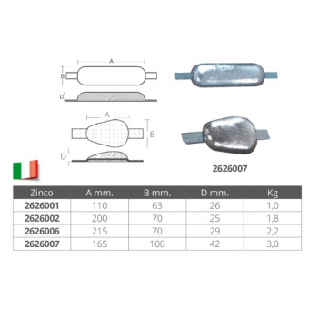 E. Polipodio Weld On Zinc Anode 200X70X25H mm
