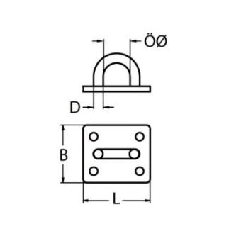 Euromarine Deck Eye On A Square Plate A2 - 48X61 mm