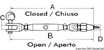 Osculati 07.196.07 - Turnbuckle AISI 316 for Parafil Cable 7 mm