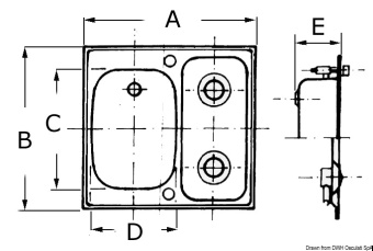 Osculati 50.101.74DX - SMEV Model D hob unit right 2 burners small