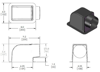 MSI TB64-4E 6" X 4" ABS Plastic Transition Box with 4" Ring End