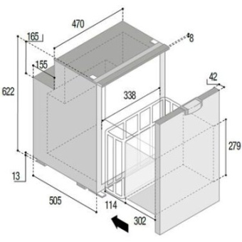 Vitrifrigo 0402-0264 - Seaclassic C90DWI CHR NE BL. Refrigerator BDK-R600 - Grey - Internal Unit - 12/24 V