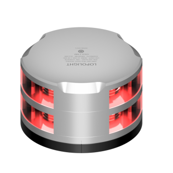 Lopolight 201-014ST-FB - Navigation Light 2NM 360° Red, Dbl, Silver W/FB Base