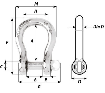 Wichard 1441 - Captive Pin Bow Shackle 4 mm