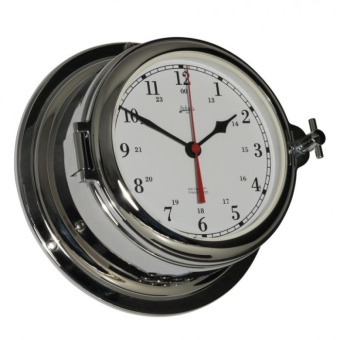 Schatz Clock Quartz Midi Brass Chrome Ø155 mm With Glass Strike