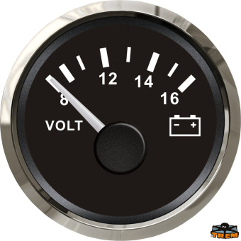 Trem L3280122 - Voltmeter 8/16V Black Cut-Out Diameter 52 mm