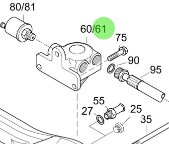 Steyr 2203536-9 - Painted EG Oil Filter Head Bracket Assembly for MO256H45 and MO256K43 Engines