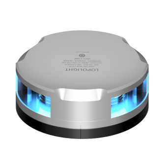Lopolight 201-022S-FB - Navigation Light 4NM 360° Blue/Strobe, Silver W/FB Base