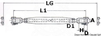 Osculati 07.197.12 - Turnbuckle With Two Fixed Jaws AISI 316 12 mm