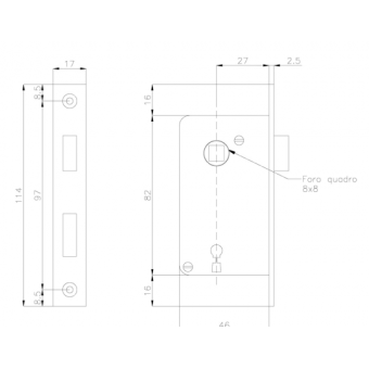 Olcese Ricci Mortise Door Lock 83x46 mm