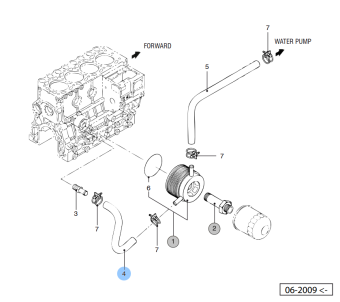 Vetus STM9945 - Hose from Engine Circulation Pump to Oil Cooler M4.55