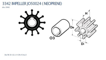 Technautic 7415 - Impeller W56xH29 Shaft 12 Key Flat 12-Blade