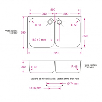 Barka 01.36.60310 - Flat Flange Double Sink