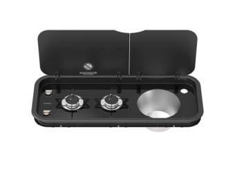 Thetford SCU11199-SP - Topline 111 2 Burner & Sink Combination Unit w/ Glass Lids, 12 Volt Ignition & Waste Fitting