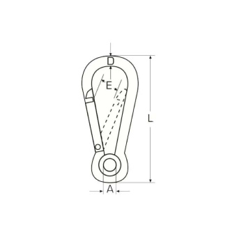 Belship 721705 - AISI Stainless Steel 316 Polished Carabiner With Eye 50mm (10 pcs)