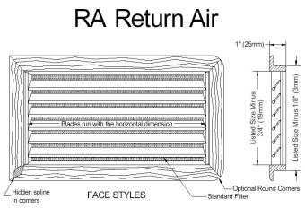 MSI RAT14X7 Return Air Grille, Teak, 14" x 7" Fixed Insert