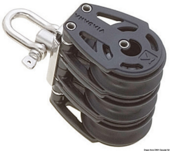 Viadana Composite Ball Bearing Triple Block with Universal Head for Rope up to 10-12 mm, 38-57 mm Sheaves