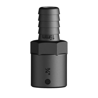 Trudesign 90953 FM Fitting - Barbed Threaded - 19 mm 3/4'' BSP - Black