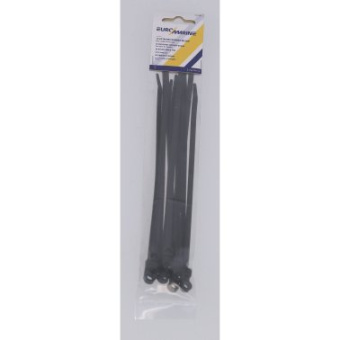 Euromarine Cable Tie - 4.8mm - 200mm - Black With Eyelet (Set