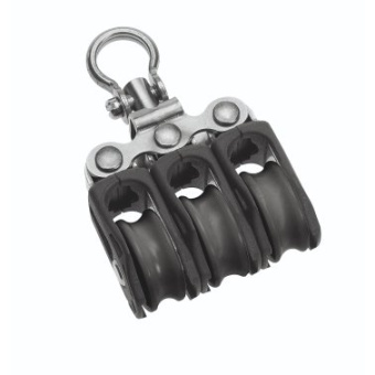 Barton N00330 - Triple Swivel Block Size 0 20mm – Plain Bearing, 3x Ø20mm Sheaves, Max Rope 6mm