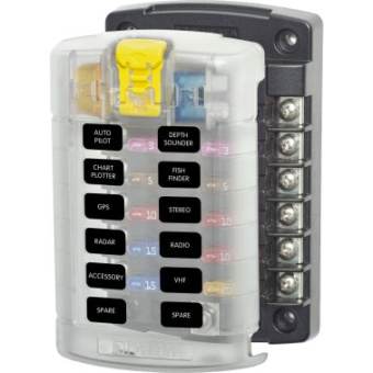 Blue Sea Panel 12 Plug-in Fuses Without Negative Bus