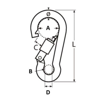 Euromarine Carabiner Hook With Safety Screw A4 Ø7 X 70mm