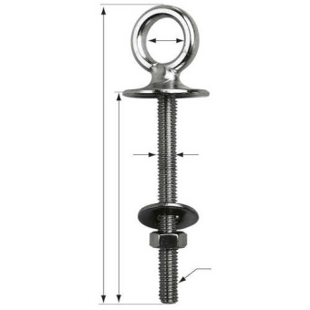 Plastimo 13751 - Stainless steel eye bolt thread ø10mm L100mm