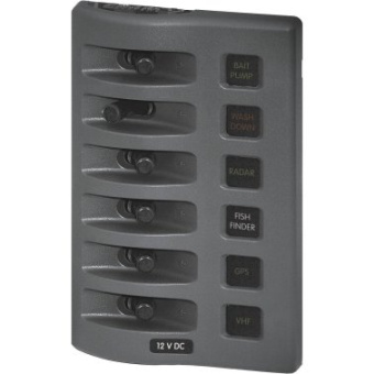 Blue Sea Weatherdeck IP67 12V Panel - 6 Grey Switches