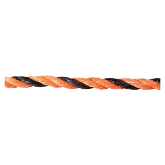 Orkava PPFF3 Fender Rope 3-Strand Twisted Floating Polypropylene Ø16-24 mm Black/Orange, 50 m