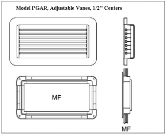 MSI PGA12X12R Plastic Grille, Adustable Vanes w/1/2" Centers 12" x 12"