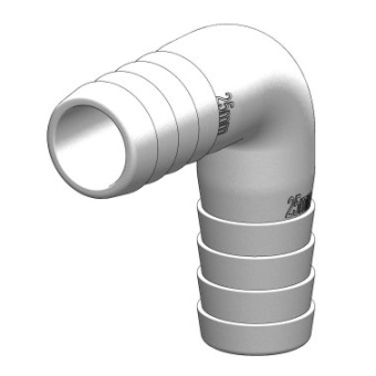 Trudesign 90493 90° MM Elbow - Barbed Ø25 mm - White