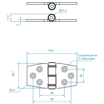 Roca 449103 - Friction Hinge 449103 Pin Top, 38x76mm