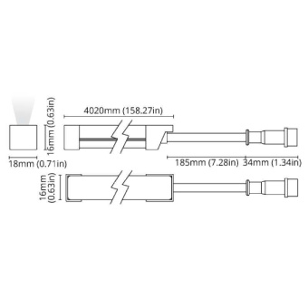 BCM Flexible LED Neonflex Top 18x16mm 24V 10W/M 3000K 2 Metres