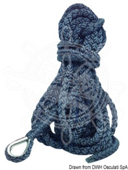 Osculati High-Strength 8-Strand Polyester Spliced Mooring Line with Stainless Steel Thimble
