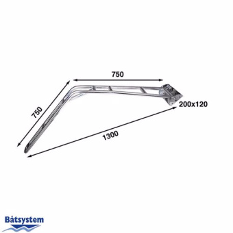 Båtsystem DV25 - Single Davit for Straight Transom, Excluding Blocks