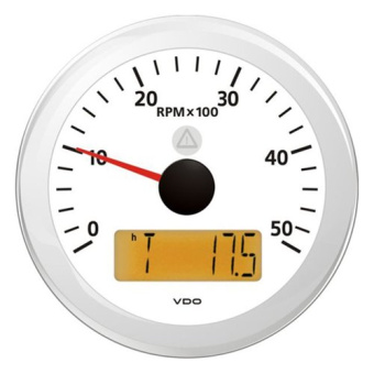 VDO A2C59512398 - Tachometer with LCD White 5000 rpm ViewLine 85 mm