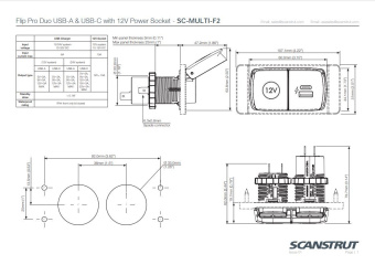 Scanstrut SC-MULTI-F2 Flip Pro Duo USB-A and USB-C Connection and 12V Junction Box