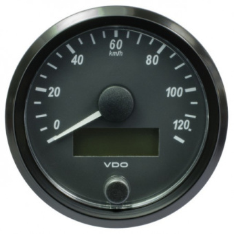 VDO A2C3832910030 - SingleViu Speedometer 120 Km/h Black 80mm White Lighted w/ Red Pointer