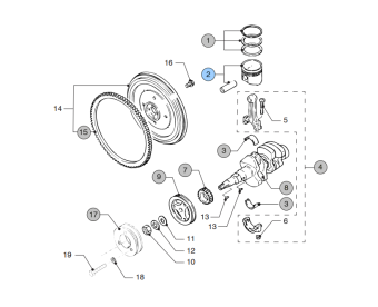 Vetus STM3976 - Piston and Pin 0.50 OS M2.06/M3.09 Pin 21mm